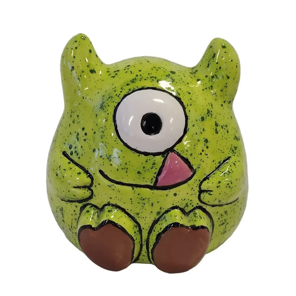 Monster Piggy Bank Ceramic Hand-painted 4